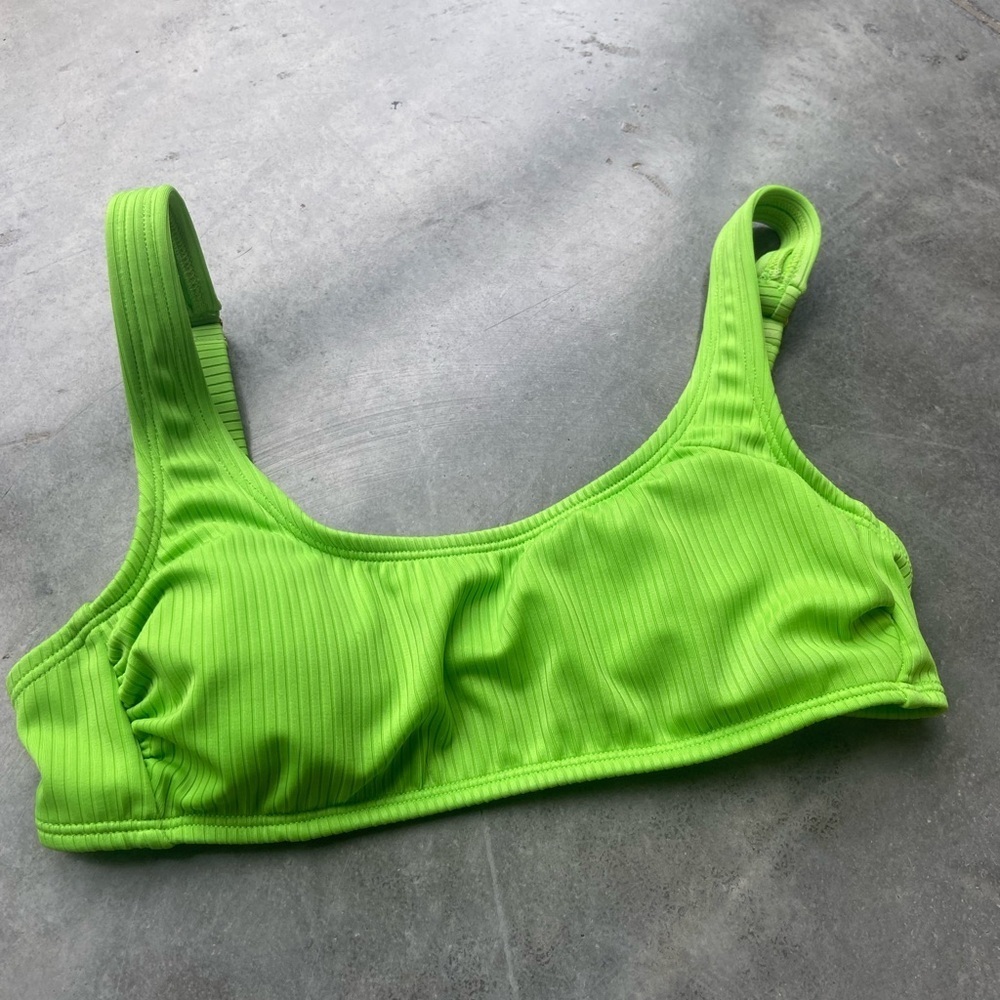 Wild Fable Women’s Small Swimsuit Lime Green Ribbed Top
